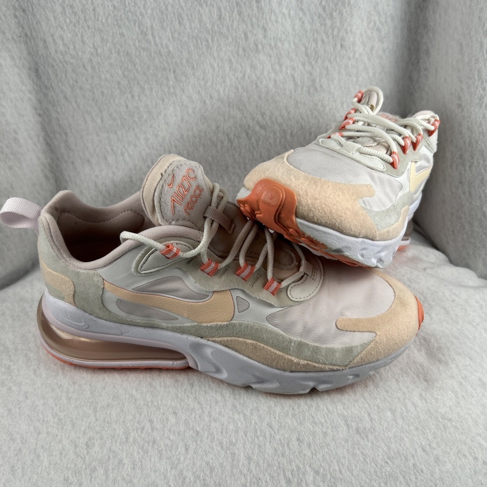 Nike Air Max 270 React Women Size 7.5 White Pink Running Athletic Shoes Sneakers